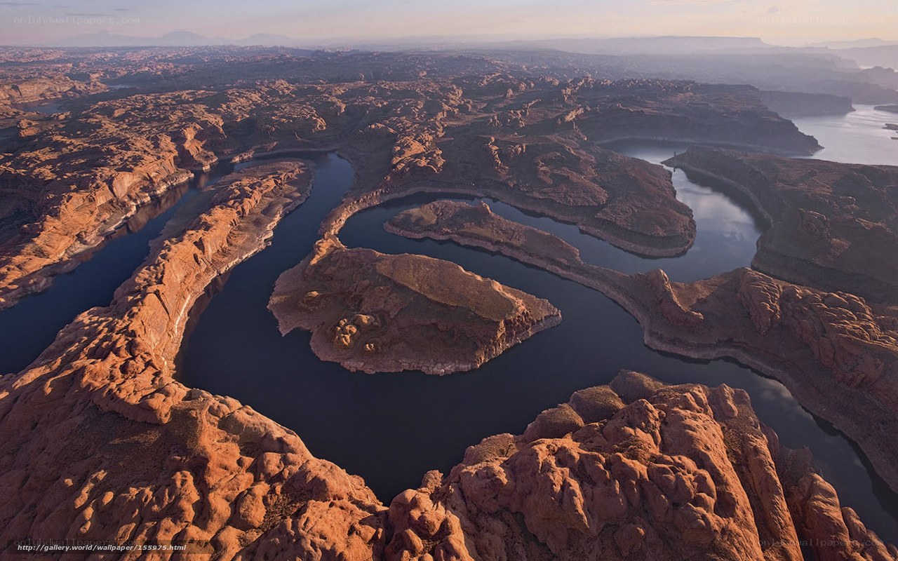 River winding through red rock canyon