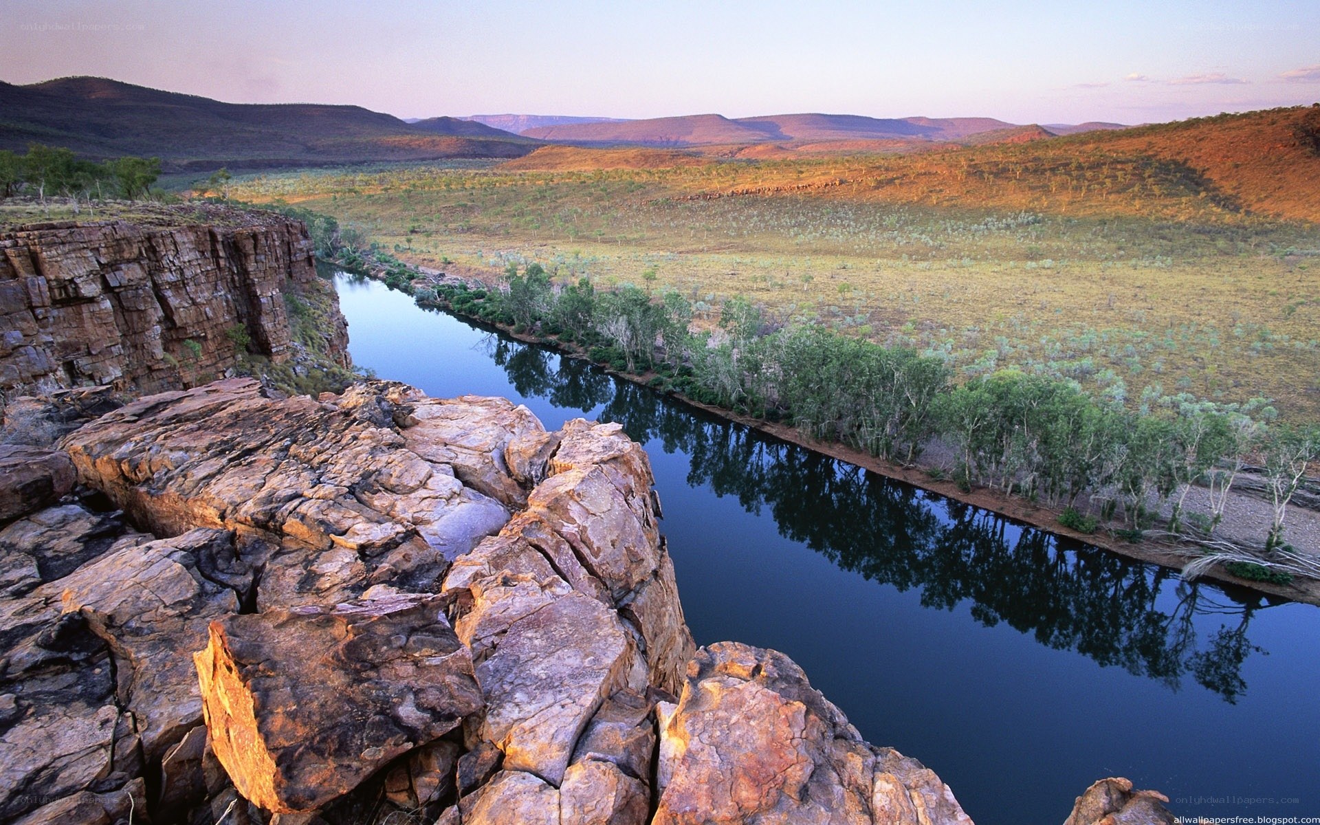 river winding through rocky landscape