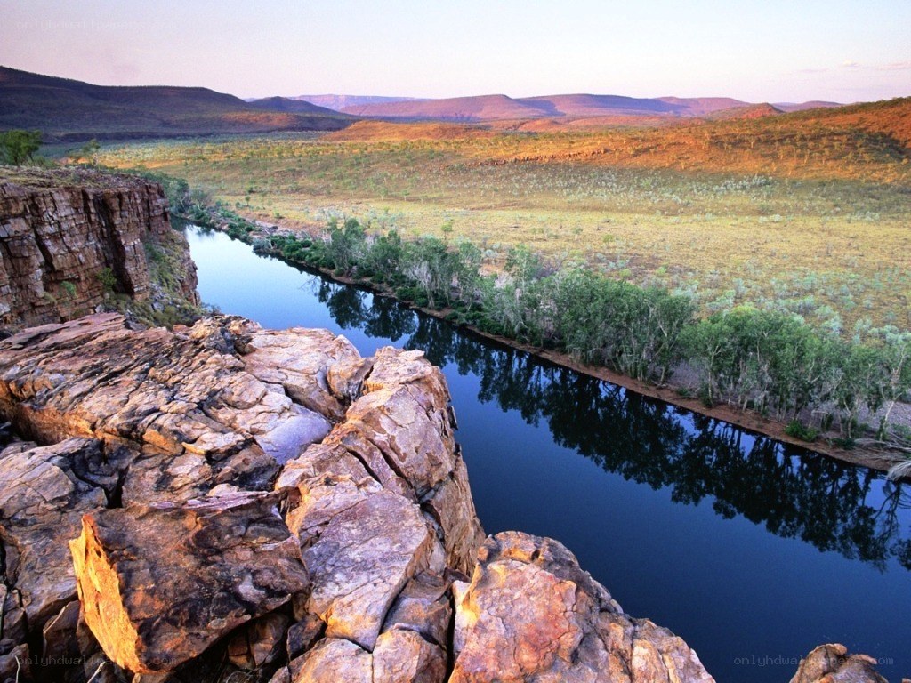 river winding through rocky landscape