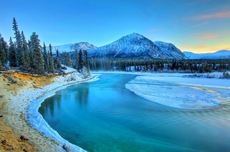 River Winding Through Snow