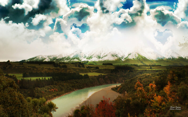 River Winding Through Valley — Green