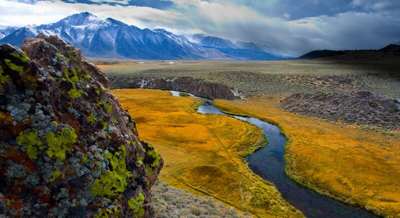 River Winding Through Valley — Yellow