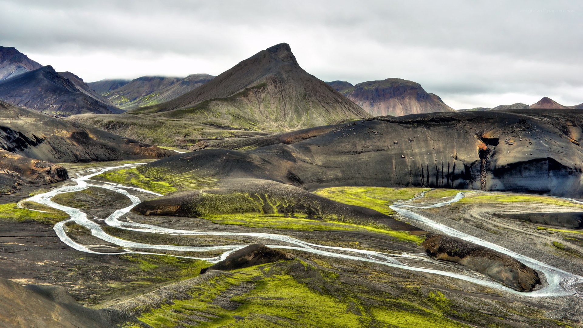 River winding through volcanic landscape