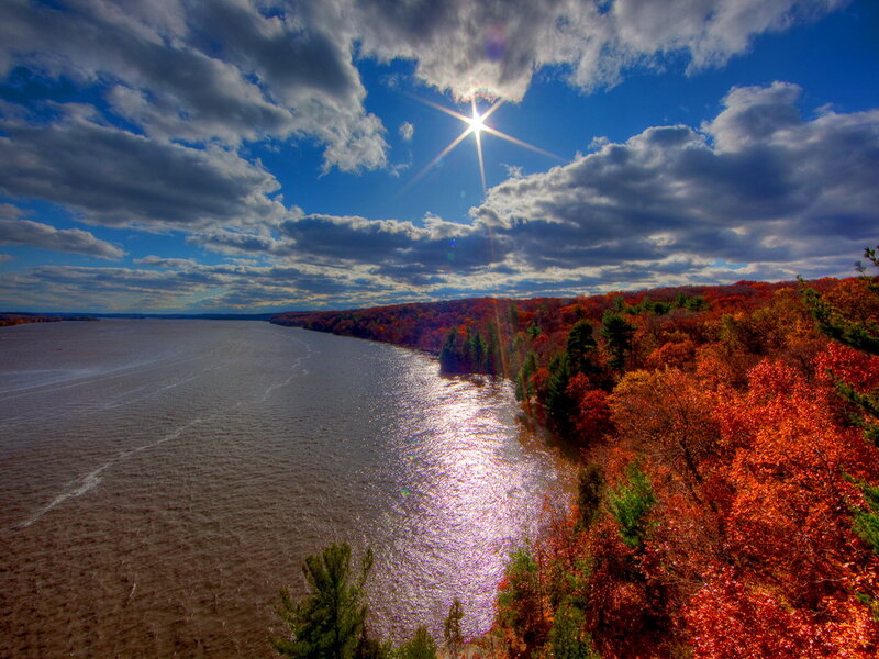 River with Autumn Trees — Blue, Dramatic