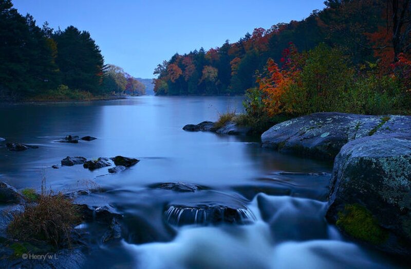 River with Autumn Trees — Blue