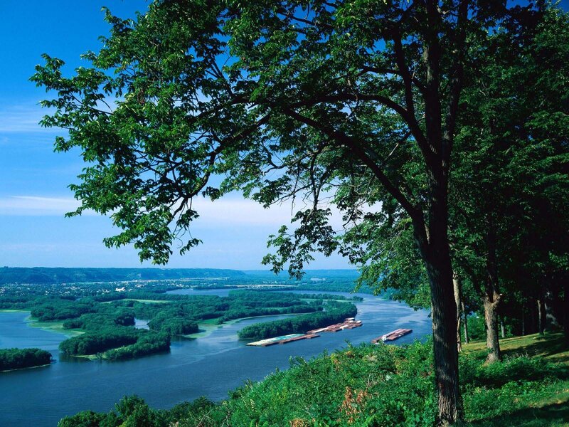 River with Barges — Green