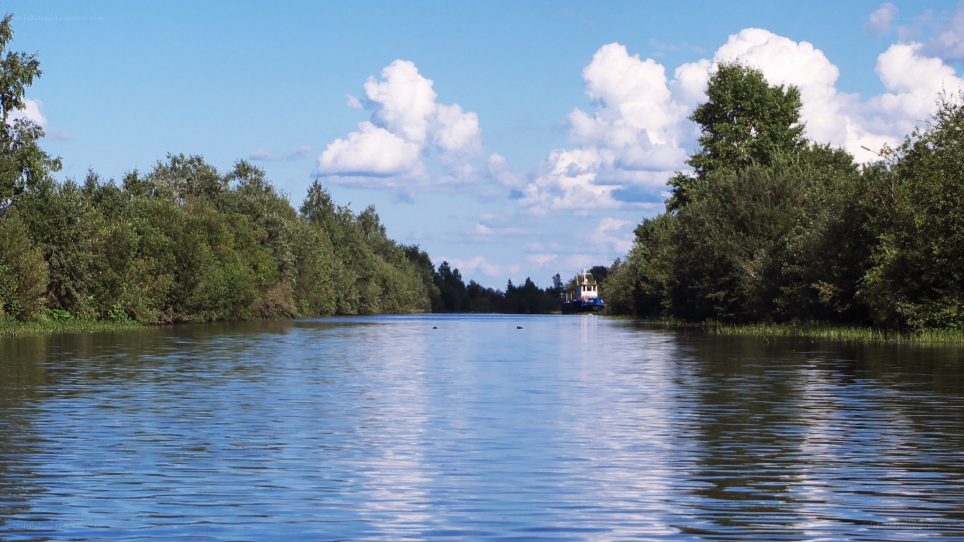 River with boat and trees
