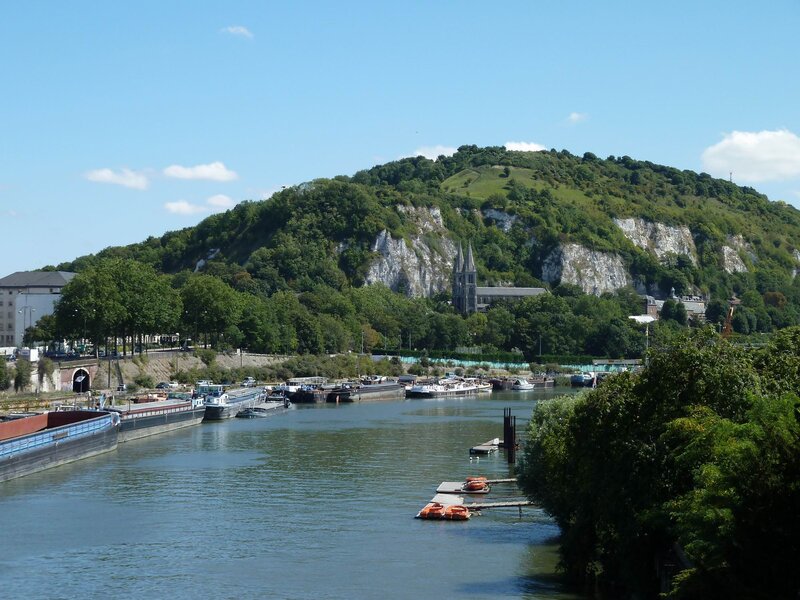 River with Boats and Hill