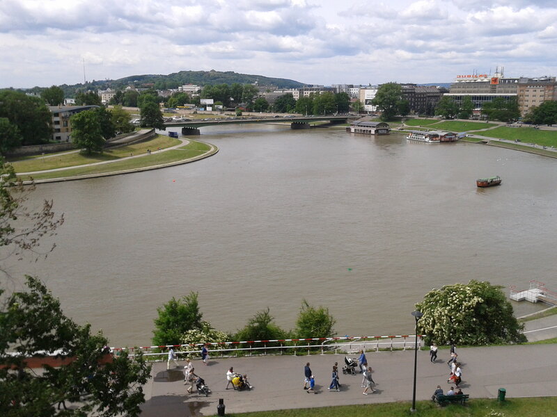 River with Boats and People