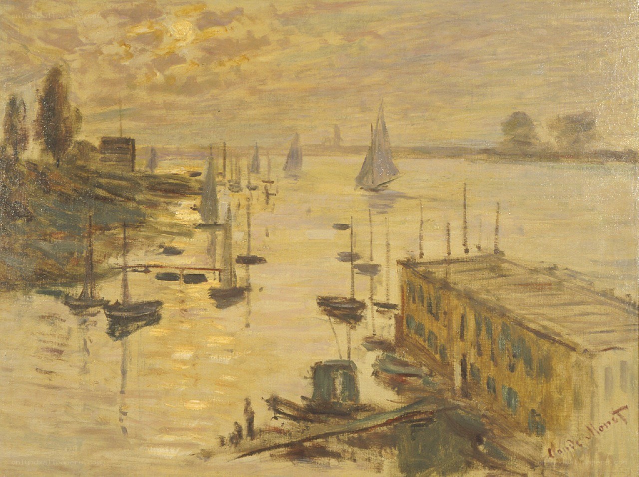 River with Boats at Dusk