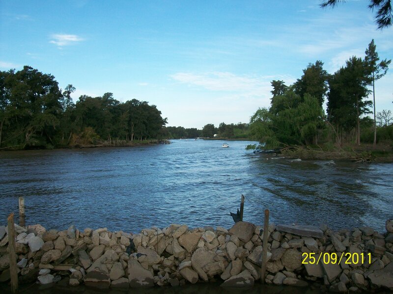 River with Boats — Blue