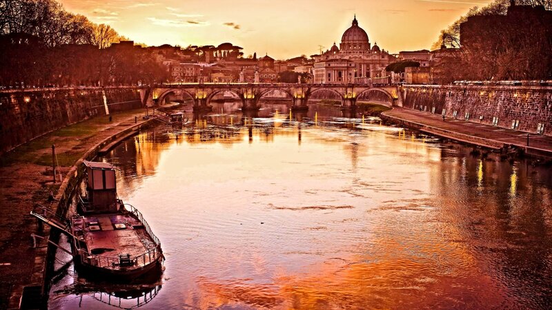 River with Bridge and Dome — Orange