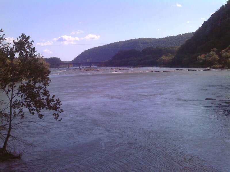 River with Bridge — Blue