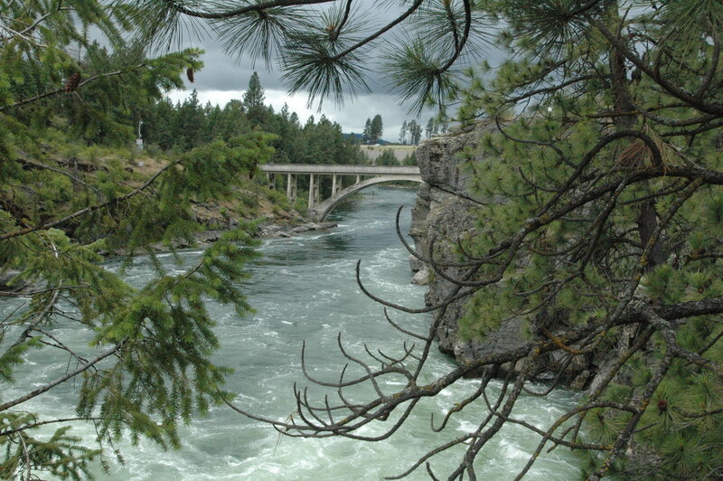 River with Bridge — Green, Dramatic