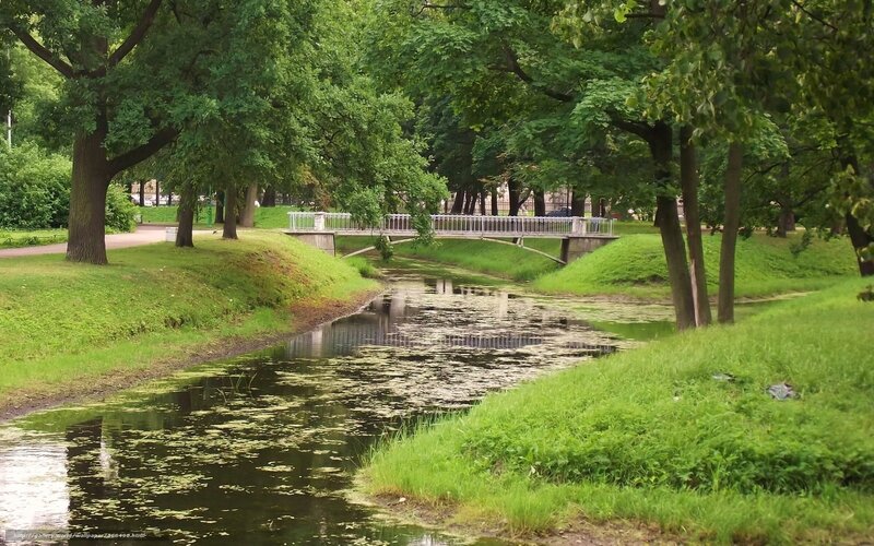 River with Bridge — Green, Serene, Summer