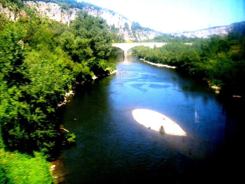 River with Bridge — Green