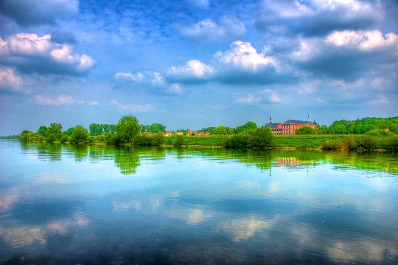 River with Buildings