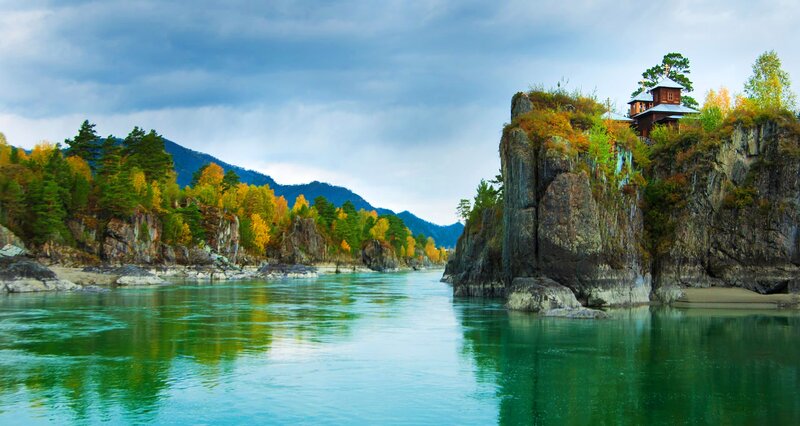 River with Church on Cliff
