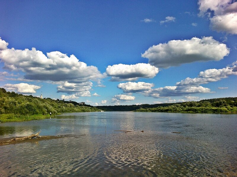 River with Clouds — Blue