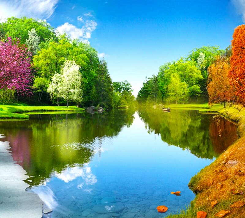 River with Colorful Trees — Blue