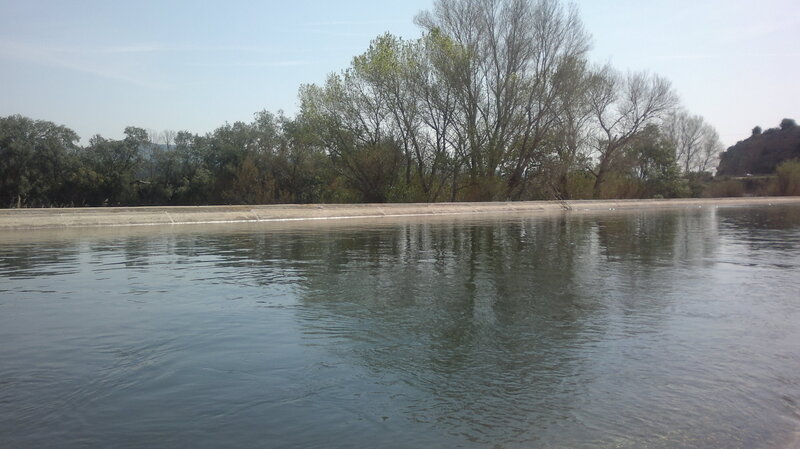 River with Concrete Bank