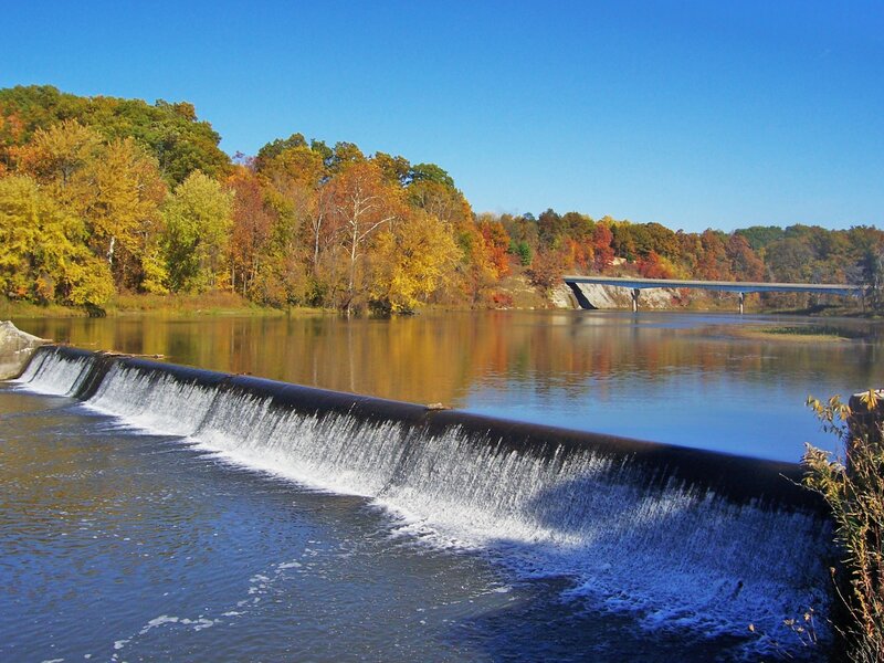 River with Dam and Bridge