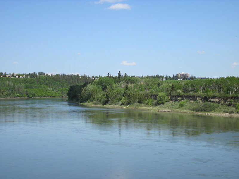River with Forested Banks — Blue, Serene
