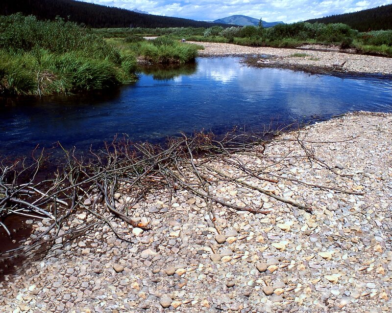 River with Gravel Bank — Blue