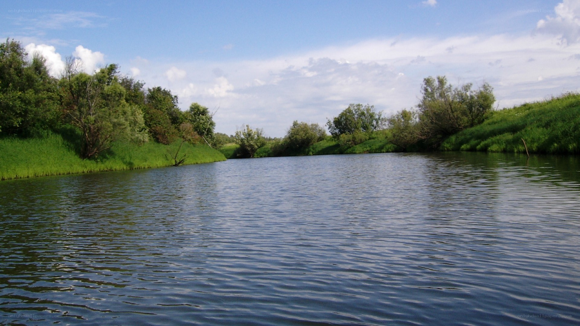 River with green banks
