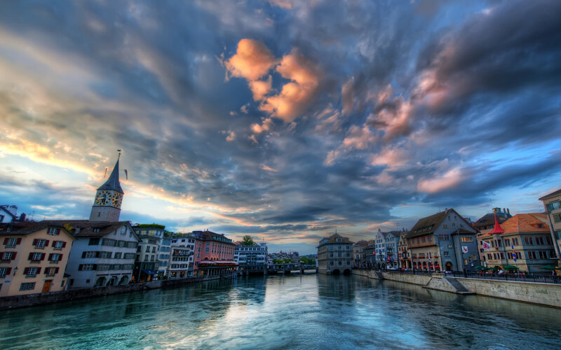River with Historic Buildings