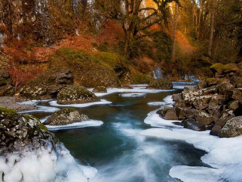 River with Ice and Rocks