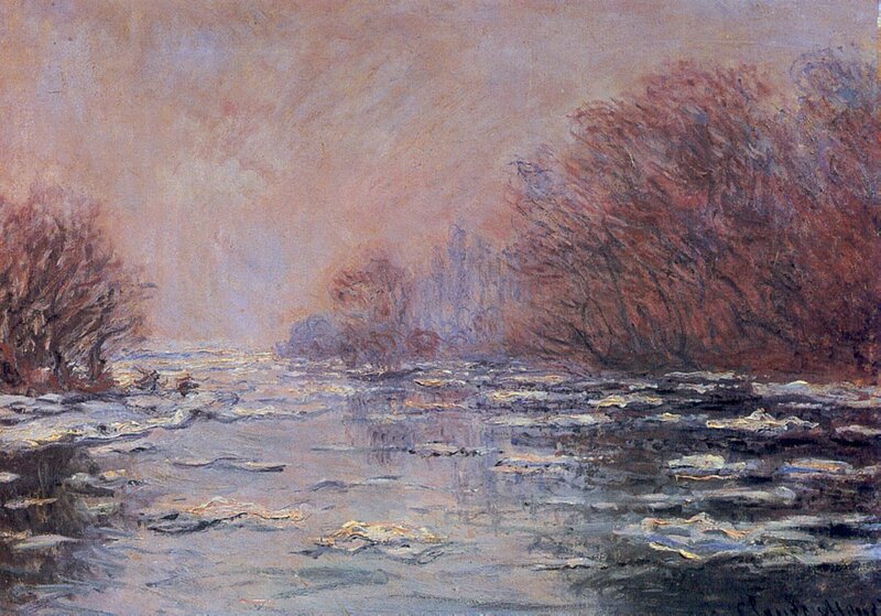 River with Ice Floes — Blue, Calm, Winter
