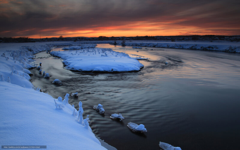 River with Ice Floes — Blue, Dramatic