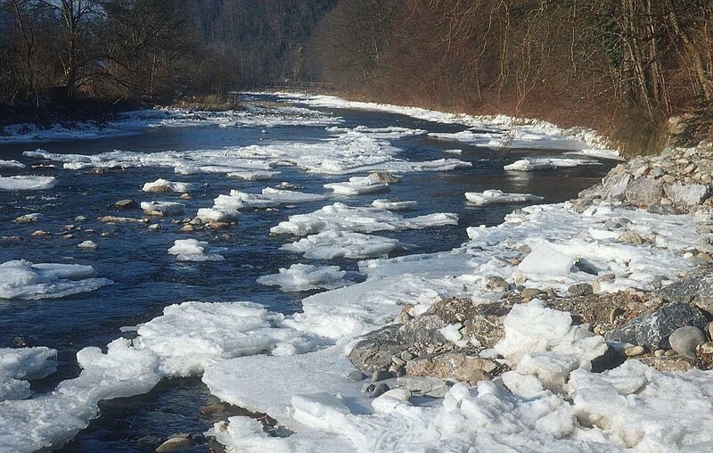 River with Ice Floes — Blue