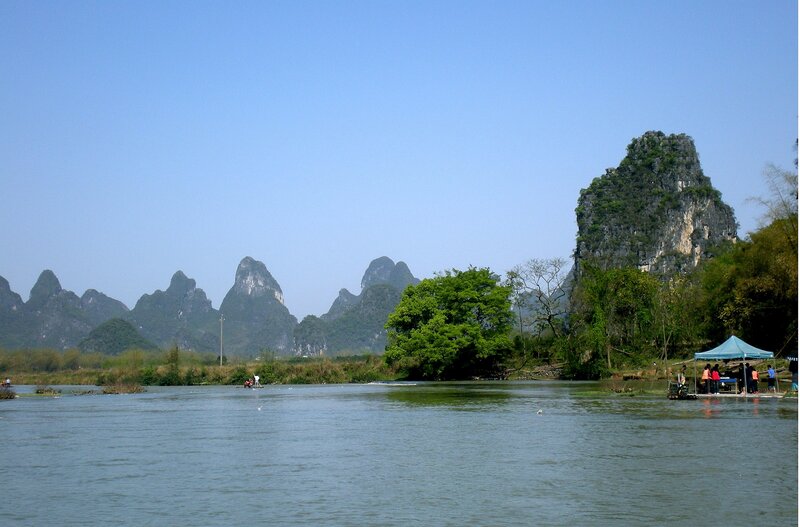 River with Karst Mountains — Blue