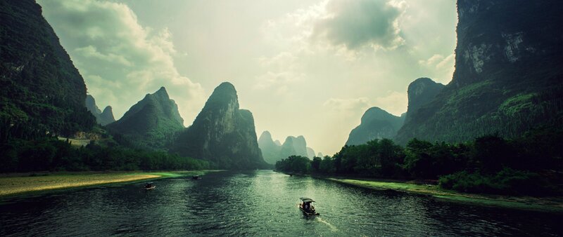 River with Karst Mountains — Green, Serene, Afternoon
