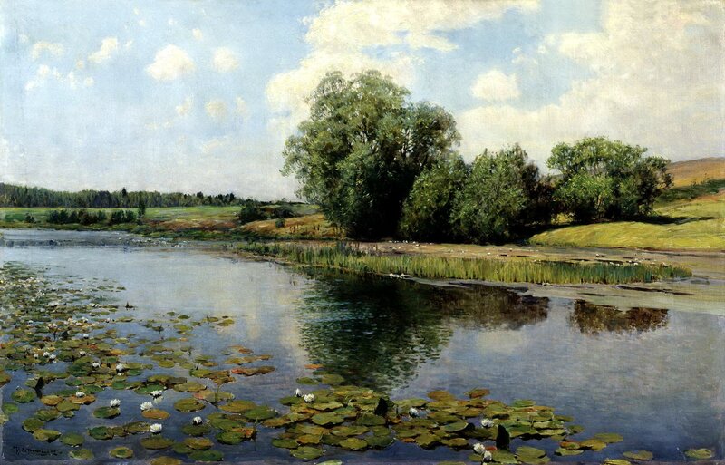 River with Lily Pads — Blue