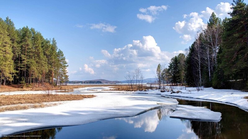River with Melting Ice — Blue