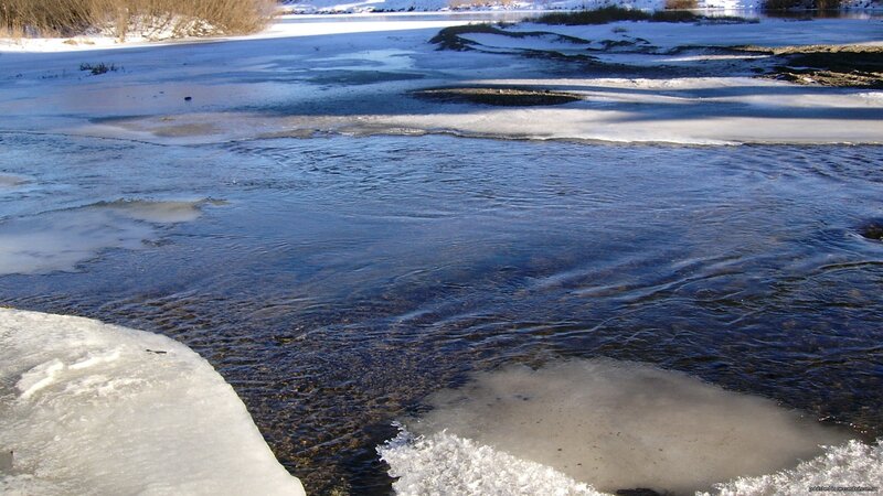 River with melting ice