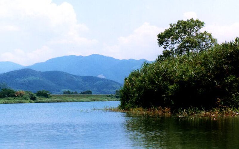 River with Mountains — Blue, Serene, Afternoon, Photograph