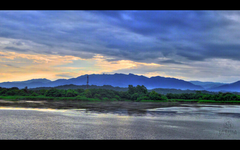 River with Mountains — Blue