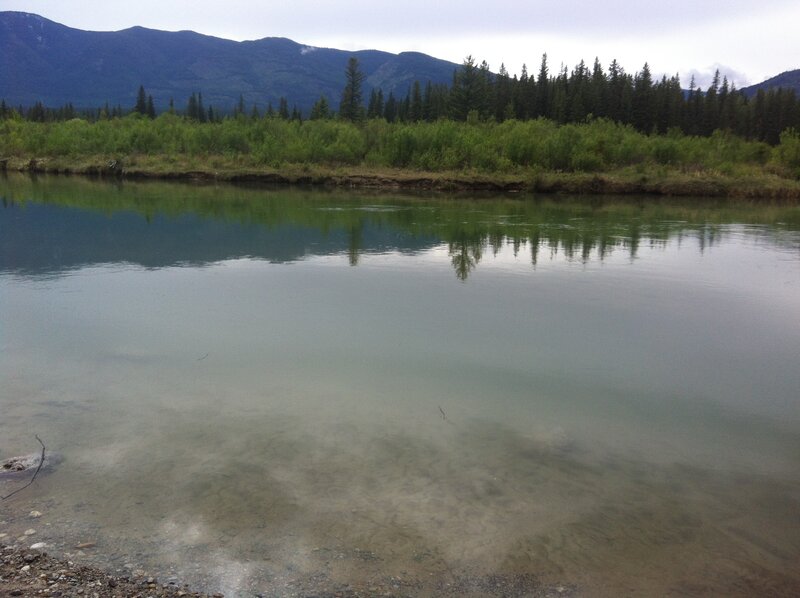 River with Mountains — Green, Serene