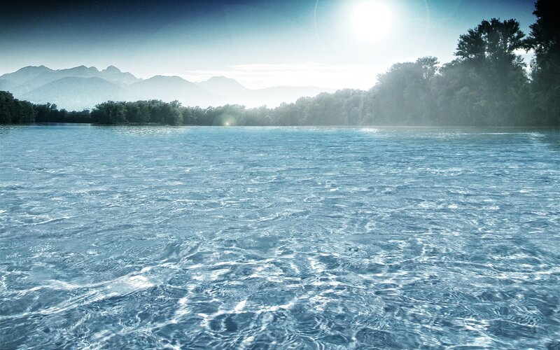 River with mountains in background