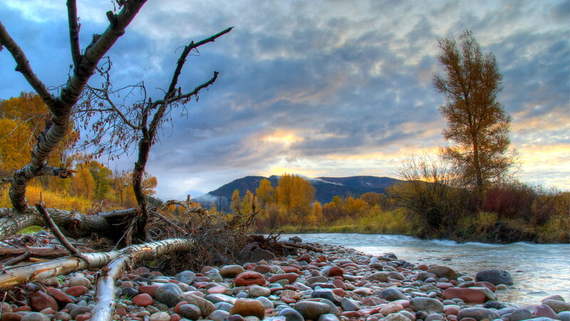 River with Pebbles — Yellow