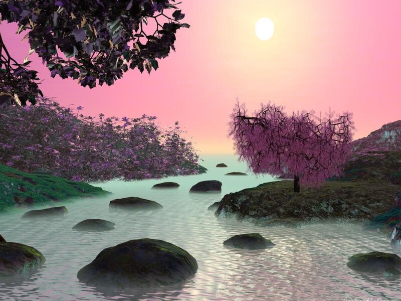 River with Purple Trees