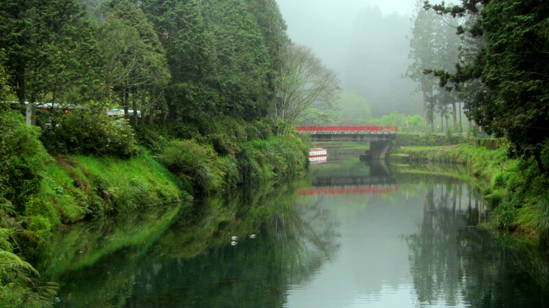 River with Red Bridge — Green