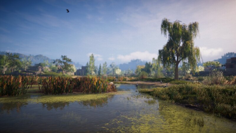 River with Reeds and Tree