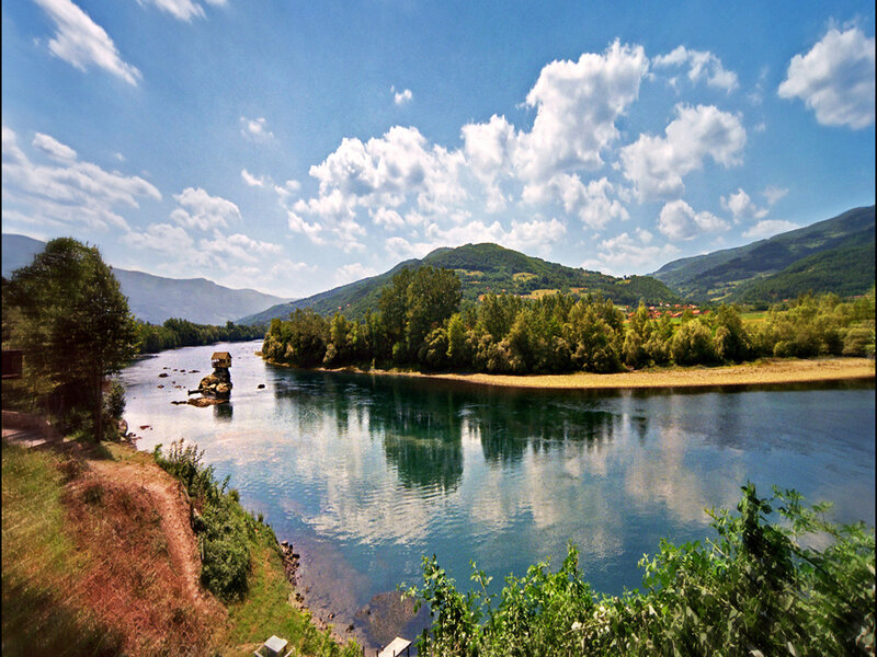 River with Rock Formation