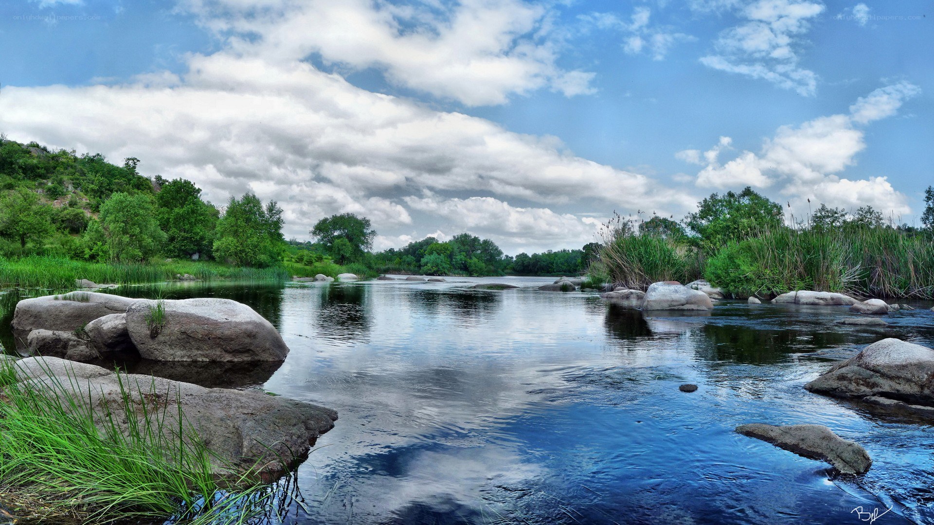 River with rocks and greenery