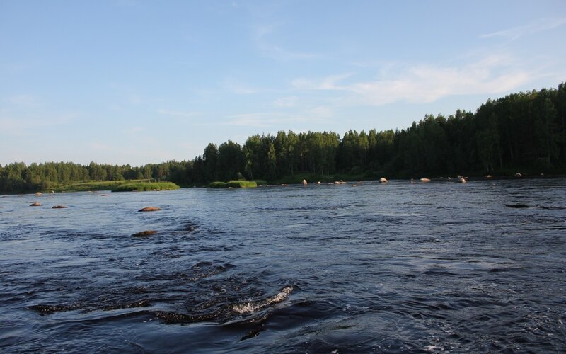 River with Rocks and Trees — Photograph